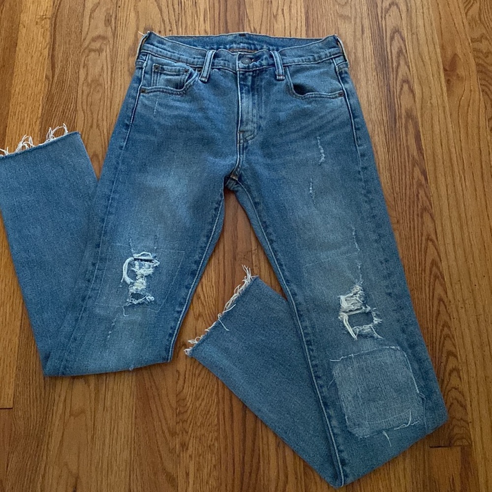 Levi 505c Slim Straight Leg Distressed Jeans